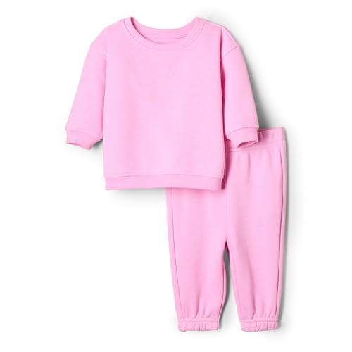 Amazon Essentials x Sofia Grainge Unisex Babies' Sweatshirt & Sweatpant Set, Pink, 0-3 Months