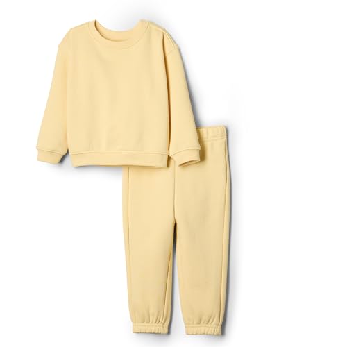 Amazon Essentials x Sofia Grainge Unisex Toddlers' Sweatshirt & Sweatpant Set, Butter Yellow, 3T
