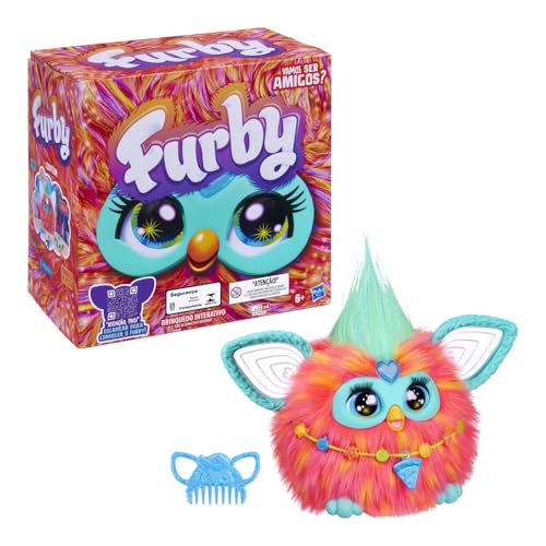 Furby, Brinquedo Interativo de Pelúcia, Coral - Ativado por Voz, Inclui Acessórios - A partir de 6 Anos