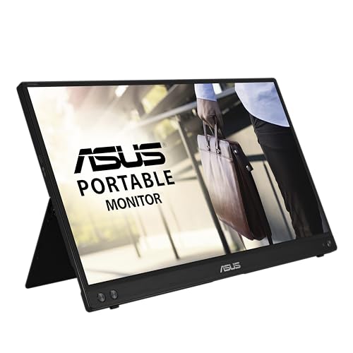 ASUS ZenScreen 15.6” 1080P Portable Monitor (MB16ACVR) - Full HD, IPS, Eye Care, Flicker Free, Blue Light Filter, Kickstand, USB-C Power Delivery, for Laptop, PC, Phone, Console