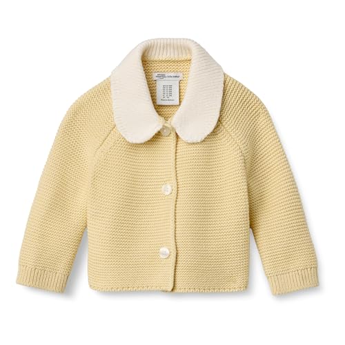 Amazon Essentials x Sofia Grainge Unisex Babies' Peter Pan Collar Sweater Jacket, Butter Yellow, 18 Months