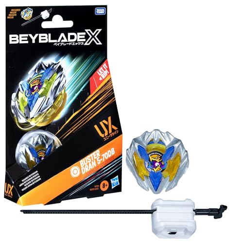 Beyblade X Buster Dran 5-70DB UX Starter Pack Set with Stamina Type Top and Launcher; Authentic Takara Tomy Battle Tops Games/Toys for Boys and Girls 8+