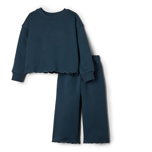 Amazon Essentials x Sofia Grainge Toddler Girls' French Terry Pant and Top Set, Dark Navy, 4T