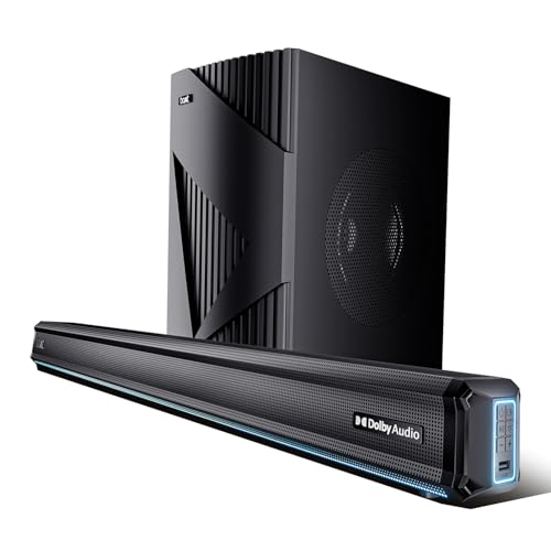 boAt Aavante Bar A3070 Dolby 2.1 Channel Soundbar w/Dolby Audio, Wired Subwoofer, 300W Output, BT v5.4, Dynamic LEDs, AUX Port, USB Port, Optical Port