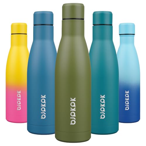 BJPKPK Garrafa de água isolada de aço inoxidável de 500 ml, garrafa de água para viagem, mantenha frio e quente, verde-oliva