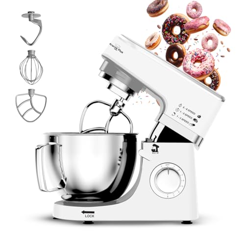 INALSA Stand Mixer 1200W with Copper Motor|5.3L SS Bowl|Metal Gear for Stability|8 Speed Setting Includes Whisking Cone,Mixing Beater,Dough Hook& Spla