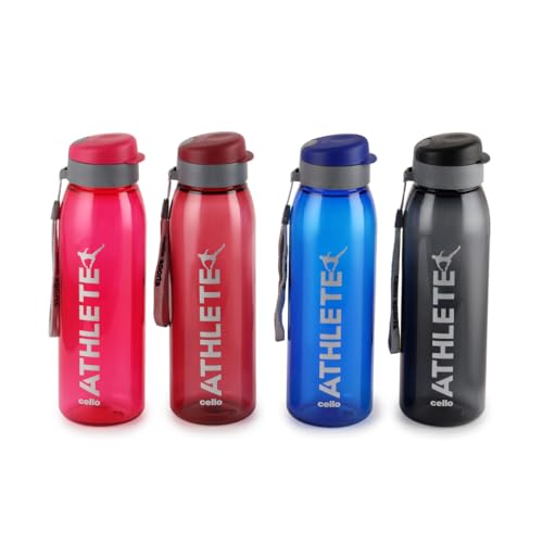 CELLO Athlete Water Bottles Set of 4 Pcs For Daily Use, 800 ml Each Multicolor | Stylish & Unbreakable BPA-Free Leakproof Freezer & Fridge Safe Flip T