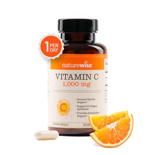 NatureWise Vitamin C 1000mg Capsules - Extra Strength Vegan Vitamin C for Daily Antioxidant & Immune Support - Non-GMO, USA Manufactured - 60 Capsules[60-Day Supply]