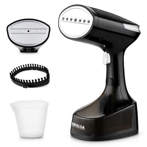 INALSA Steamer for Ironing Clothes - 1600W Handheld Garment Steamer - 25g/min High Steam, Fast Heat-Up time, 340 ml Tank, Vertical & Horizontal Steam 