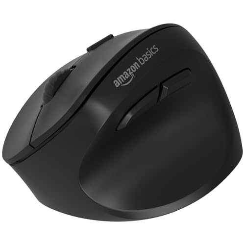 amazon basics Pro Series 2.4G Wireless Ergonomic Mouse for PC, Mac, Laptop | Dual Modes | 3 Adjustable DPI Settings Up to 2400 | Shortcut Buttons | Co