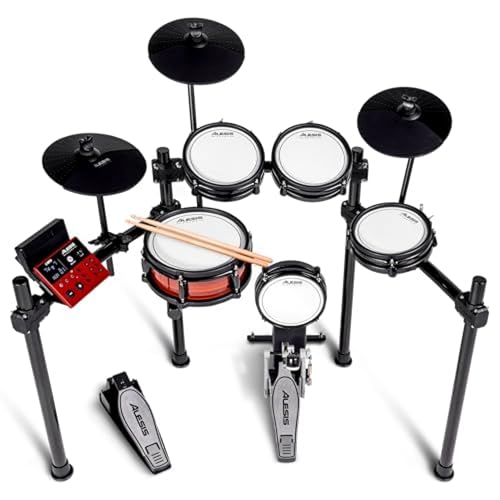 Alesis Nitro Pro Electric Drum Set with Dual Zone Quiet Mesh Pads, 500+ Authentic BFD Sounds, Bluetooth, Drumeo, USB MIDI, Double Kick Compatible