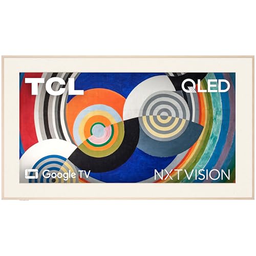 TCL 65-Inch Class NXTVISION Series QLED 4K UHD Google Smart TV Canvas Style Art Frame TV - QLED, 120hz, Matte Anti-Glare Screen, Free Bezel and Frame, Atmos, Free Art Included (65A300W, 2024 Model)