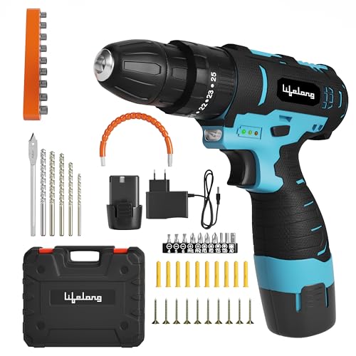 Lifelong 12V Cordless Drill Machine For Home Use|Cordless Screw Driver Machine|2-Speed, 0-1500Rpm|1-10Mm Chuck For Home Use|Drilling, Wood, Metal And 