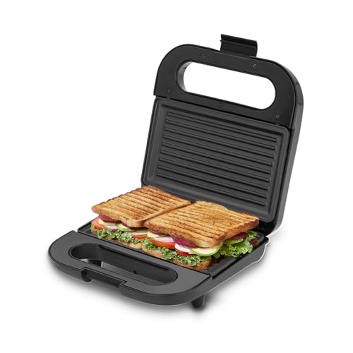 Bajaj SWX 6 800-Watt 2-Slice Sandwich Griller | Non-Stick Coated Plates for Easy-to-Clean | Upright Compact Storage | Buckle Clips Lock | 2 Years Warr