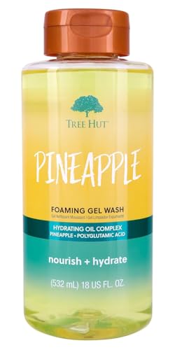 Tree Hut Pineapple Foaming Gel Wash, Hydrating & Moisturizing Body Wash with Shea Butter & Nourishing Essential Oils, Daily Cleanser for Soft Smooth Skin, 18 fl oz