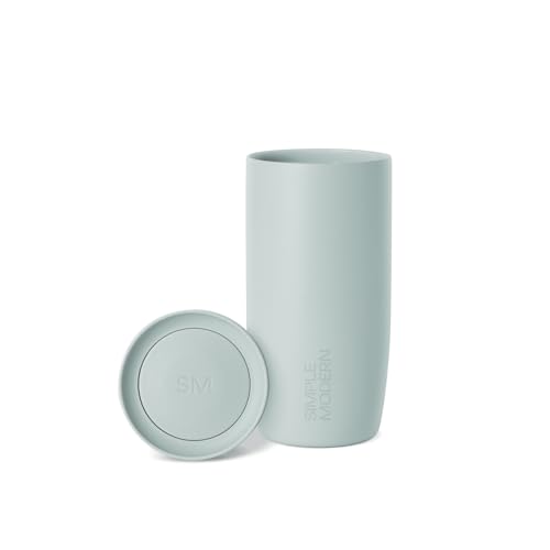 Simple Modern Travel Coffee Mug Tumbler with 360° Lid | Ceramic-Lined Insulated Stainless Steel Cold Brew Iced Coffee Cup | Gifts for Women Men Her Him | Voyager Signature | 16oz | Sea Glass Sage