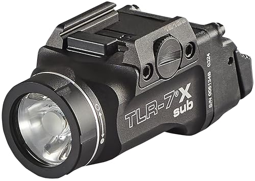 Streamlight 69407 TLR-7 X sub USB 500-Lumen 5000-Candela Weapon Light Designed Exclusively and Solely for 1913 Short Railed Subcompact Handguns, Includes Mounting Kit and Keys, Black