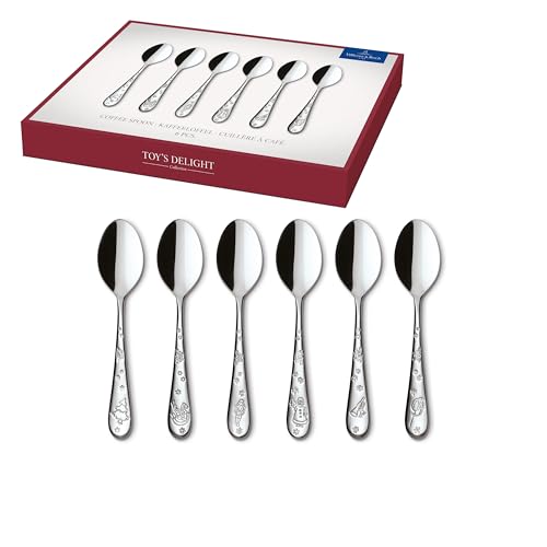 (-39%) Villeroy & Boch – Toy's Delight Kaffeelöffel Set 6 teilig Silber Platin, Spülmaschinenfest, Kaffeelöffel Besteck Set Rostfrei, Besteckset Kleine Löffel, Edelstahl