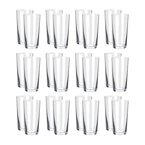 Amazon Basics Admiral Cooler Borosilicate Glass Cup, 14.7 oz, Microwave-Safe, Commercial-grade, 24-Pack, Transparent