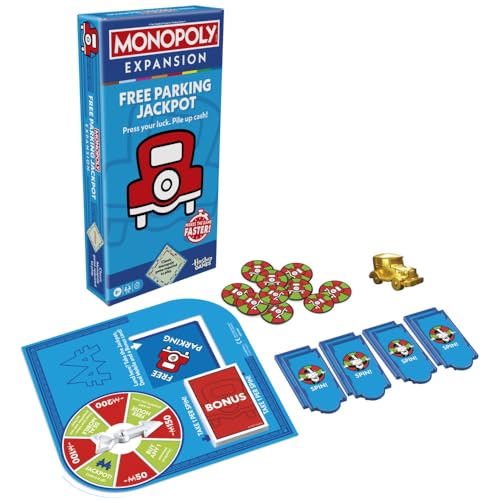Monopoly Free Parking Jackpot Expansion | Add More Fun to Classic Monopoly Game and Play Faster | Ages 8+ | 2-6 Players | 40 Mins. | Family Board Games
