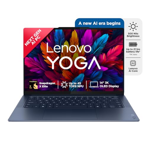 Lenovo Yoga Slim 7 Snapdragon X Elite X1E Built in-AI with Copilot+ 14"(35.5cm) 3K OLED 500Nits Touchscreen Laptop (32GB/1TB SSD/90Hz/Qualcomm NPU 45T