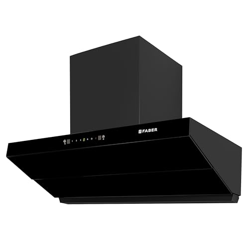Faber Artemis 90cm 1200m³/hr Filterless Kitchen Chimney|Slant Body|T-Shape Panel|Autoclean Alarm|Moodlight|Touch&Gesture|12Yr on Motor,2Yr Comprehensi