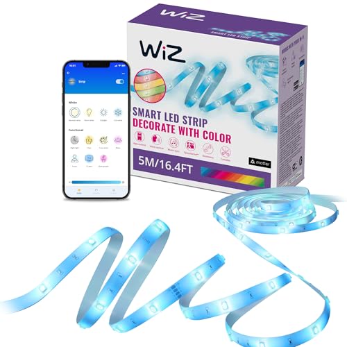 🔥 STARKER PREIS (-40%) WiZ RGB LED Lightstrip - 5m, anpassbar, 16 Mio. Farben + Weißtöne, voreingestellte Lichtmodi, verbindet sich mit Ihrem WLAN, Sprach- / App-Steuerung, funktioniert mit Google Home, Alexa und HomeKit
