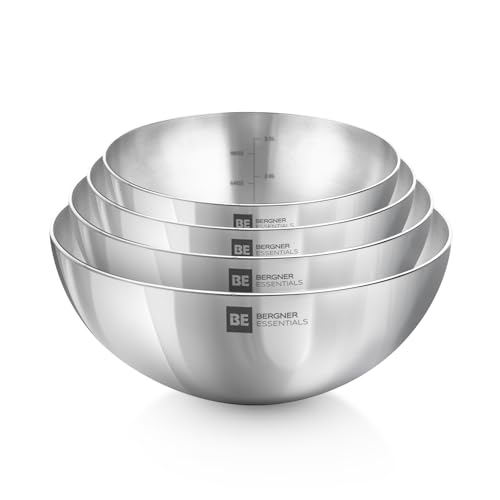 Bergner BE Essentials 4 Pcs Set of Extra Deep Tasra, Triply Stainless Steel Taslas - 18cm (1L), 20cm (1.5L), 22cm (2L) and 24cm (2.5L), Consumes Less 