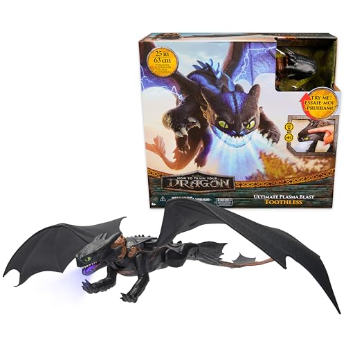 Dreamworks Dragons, How to Train Your Dragon, Ultimate Plasma Blast Toothless, 25” Wings with Lights & Sounds Action Figure, Kids Toys for Boys Ages 4 and up