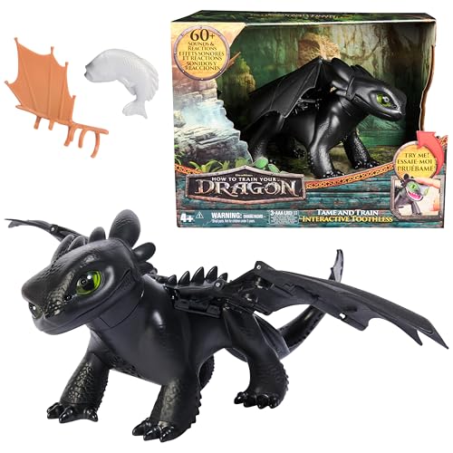 Dreamworks Dragons How to Train Your Dragon, Tame & Train Interactive Toothless with 60 Sounds & Reactions, Kids Toys for Boys & Girls Ages 4 & up