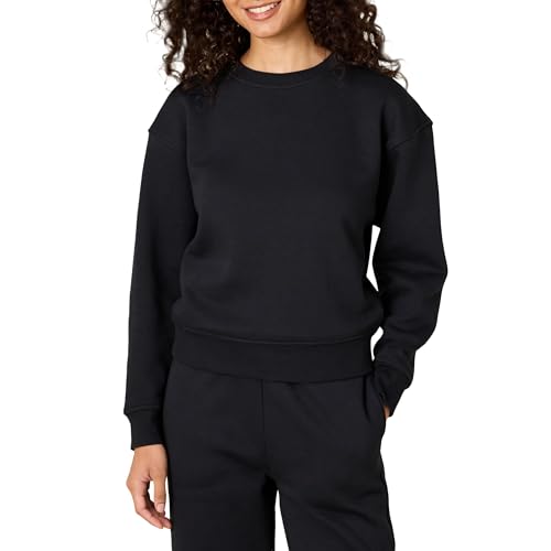 Amazon Essentials x Sofia Grainge Women's Boxy Drop Shoulder Crewneck Sweatshirt, Black, Medium