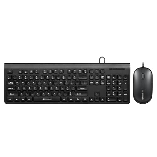 ZEBRONICS JUDWAA 880 Wired USB Keyboard & Mouse Combo, Plug & Play, 105 +12 Integrated Multimedia Keys, 3 Button Mouse, 1000 DPI, High Precision, Adva