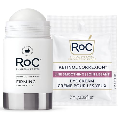 RoC Derm Correxion Retinol Firming Serum Stick with Antioxidants to Visibly Tighten and Firm Wrinkles and Laugh Lines 1.0 oz plus Retinol Eye Cream Packette