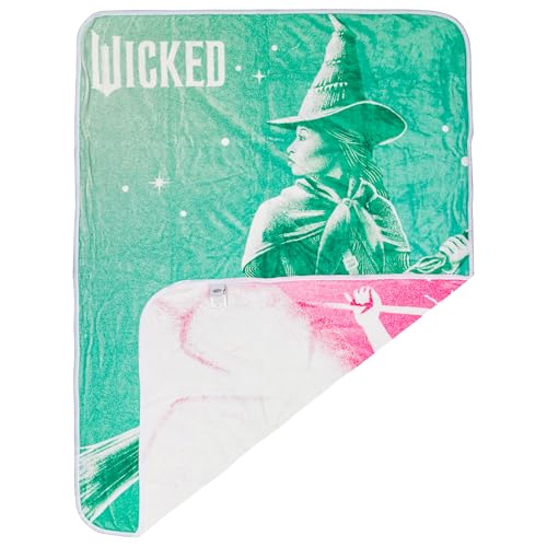 Silver Buffalo Wicked Featuring Glinda and Elphaba Double Sided 45" x 60" Fleece Throw, Soft and Cozy Blanket, 250 GSM
