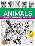 Maze-glyph Animals: The Ultimate One-Color Coloring Book for Adults (Maze-glyphs)