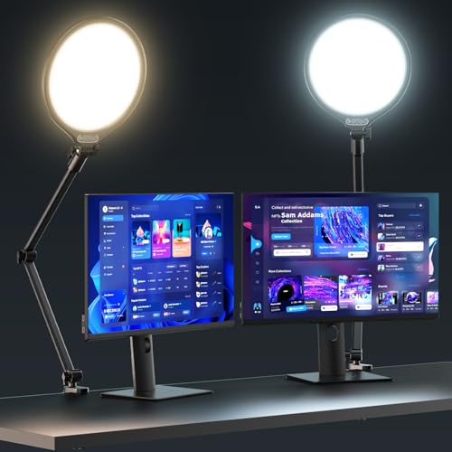 UBeesize 10" Key Light for Streaming, Desk Ring Light with Adjustable Arm (1 Pack), Zoom Lighting for Home Office, 