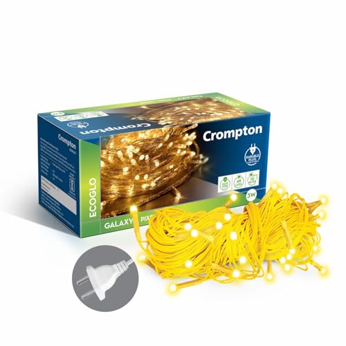 Crompton Galaxy Pixel Ladi Light 3W, 10m | Warm White, Pack of 1 | 3W consumption; 10 meter length; 48 LEDs; direct 2-pin plug; BIS safe wire; warm wh