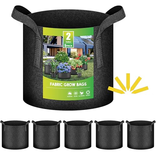 2-Gallon Nonwoven Aeration Fabric Grow Bag 5-Pack for $7 + free shipping w/ Prime