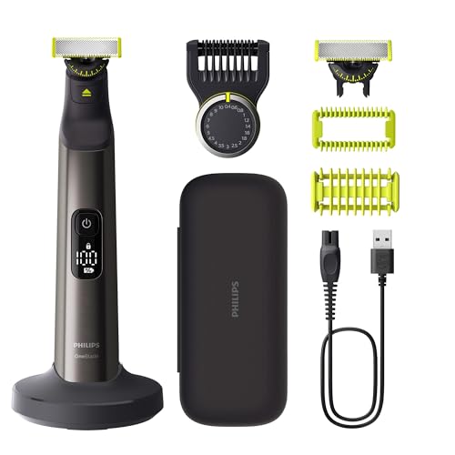 (-36%) PHILIPS OneBlade Pro 360 Face & Body - elektrischer Rasierer, Trimmer & Bodygroomer, 2x 360 Klingen, Präzisionskamm, 2x Körperaufsätze, Reisetasche, Ladestation, für Gesicht & Körper (QP6652/30)