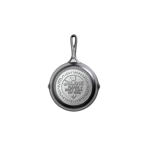 Lodge 8 Inch Dolly Parton Pre-Seasoned Cast Iron Stamped Skillet - Signature Teardrop Handle - Use in the Oven, on the Stove, on the Grill, or Over a Campfire - Jolene
