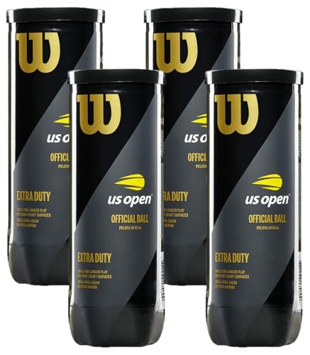 WILSON US Open Tennis Balls - Extra Duty, Single Can (3 Balls) (Pack of 4)
