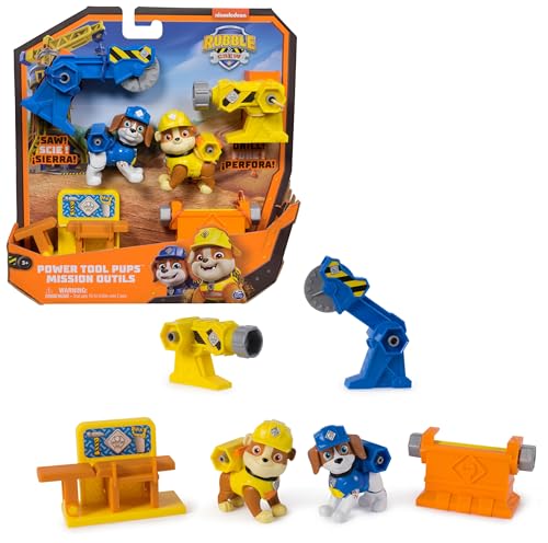 🔥 STARKER PREIS (-70%) Rubble & Crew - Power Tool Pups Spielset mit 2 Hundefiguren Rubble und Wheeler, 2 Bauwerkzeugen und Bauzubehör, Spielzeug für Kinder ab 3 Jahren