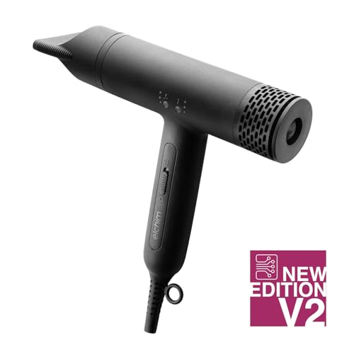 ElchimAnemos V2 Ultra-Light Professional Hair Dryer with Sonic Micro-Brushless Technology - Black, 1875 WattsHair Drye