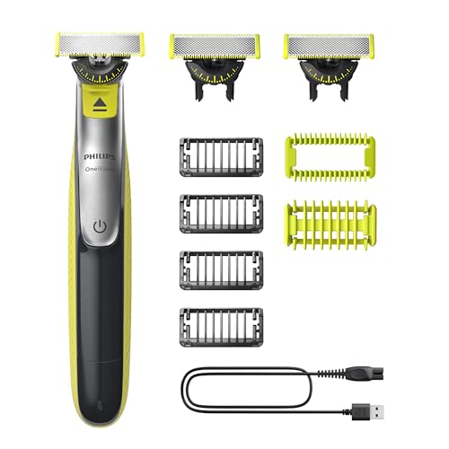 🔥 STARKER PREIS (-40%) PHILIPS OneBlade 360 Face & Body - elektrischer Rasierer, Trimmer & Bodygroomer, 3x 360 Klingen, 4x Trimmaufsätze (1/2/3/5 mm), 2x Körperaufsätze, Nass- & Trockenrasur für Gesicht & Körper (QP2834/31)