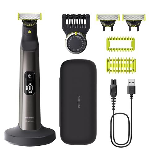 🔥 STARKER PREIS (-37%) PHILIPS OneBlade Pro 360 Face & Body - elektrischer Rasierer, Trimmer & Bodygroomer, 3 x 360 Klingen, Präzisionskamm, 2x Körperaufsätze, Reiseetui, Ladestation, für Gesicht & Körper (QP6652/35)