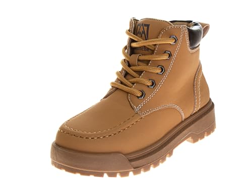 AVALANCHE Boy's Lace up Construction Work Boots Outdoor Waterproof Hike Rugged Shoes-Toddler to Big Kid, Honey Tan, 2