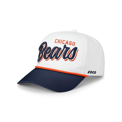 FOCO Men's Chicago Bears Cap NFL Team Logo Monty Script Marquee RF Hat, White