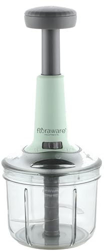 Floraware Round Food Chopper Steel Large Manual Hand-Press Vegetable Chopper Mixer Cutter to Cut Onion, Salad, Tomato, Potato (Pista, 900ML)
