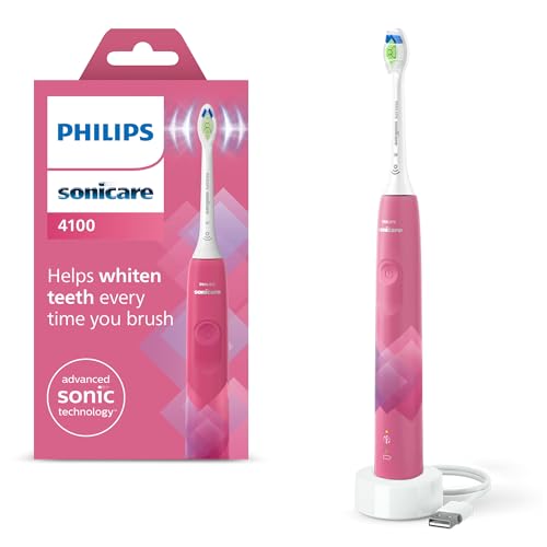 🔥 STARKER PREIS (-39%) Philips Sonicare 4100 elektrische Zahnbürste mit Schalltechnologie und zwei Modi, Andruckkontrolle und SmarTimer, Paradise Pink Prismatic, Modell HX3689/41