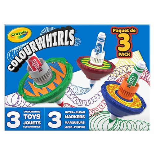Crayola Colourwhirls (3ct), Spin Art Toy, Battling Spinning Top Toy for Kids, 1 Launcher, Arts & Crafts Kit, Gift for Boys & Girls, Ages 6, 7, 8